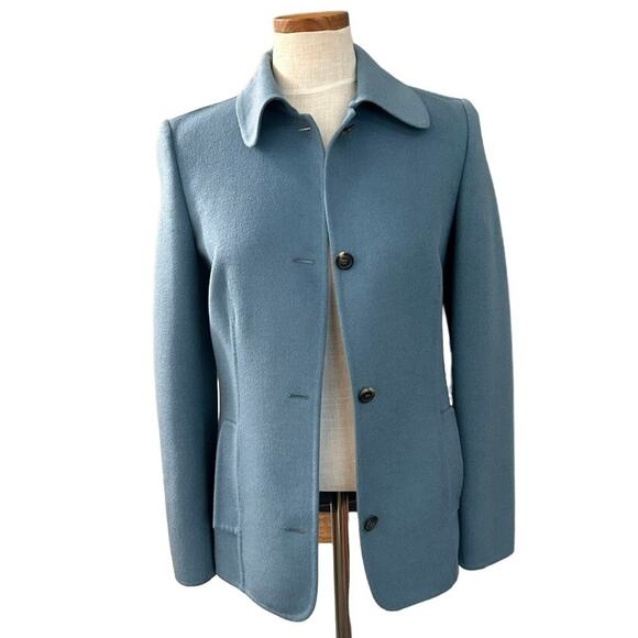 Michael Kors Collection Wool Jacket XS Blue Gray Collar Career Minimalist Chic - Picture 6 of 14